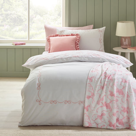 Catherine Lansfield Bow Embroidery Duvet Set