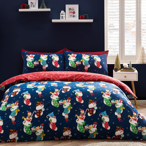 Catherine Lansfield Kids Christmas Elves Navy Duvet Set