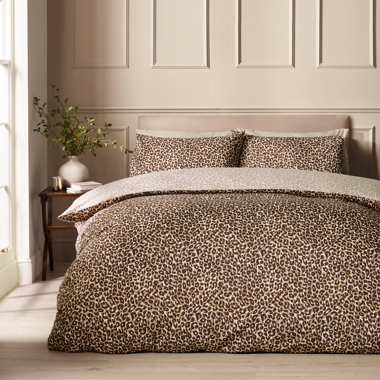 Catherine Lansfield Animal Print Brown Duvet Set