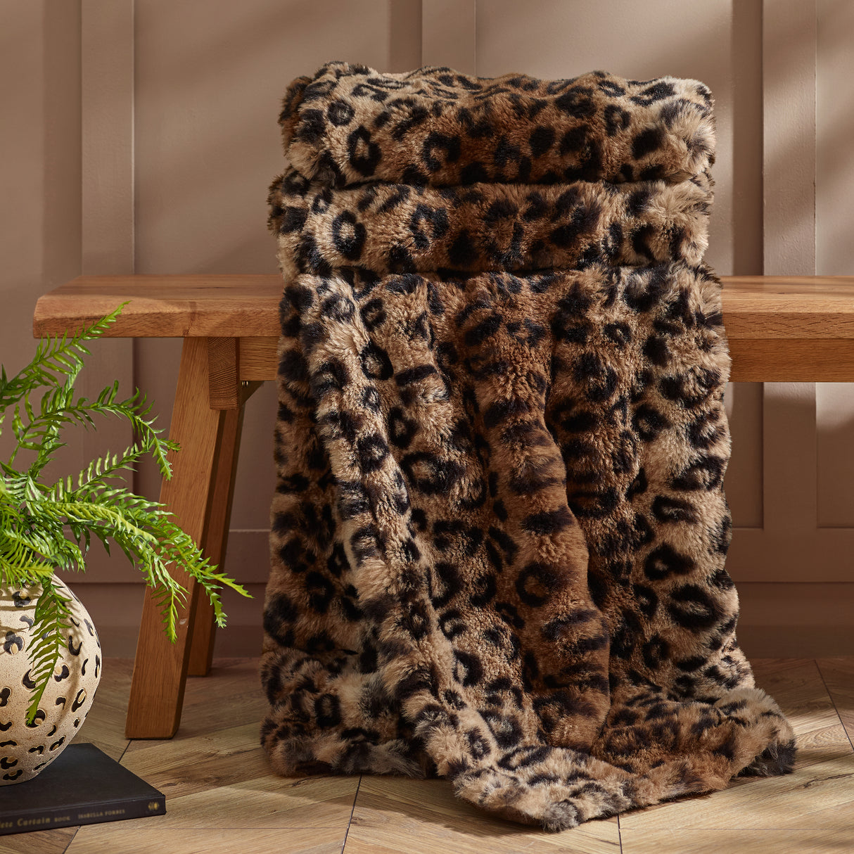 Catherine Lansfield Animal Print Brown Duvet Set