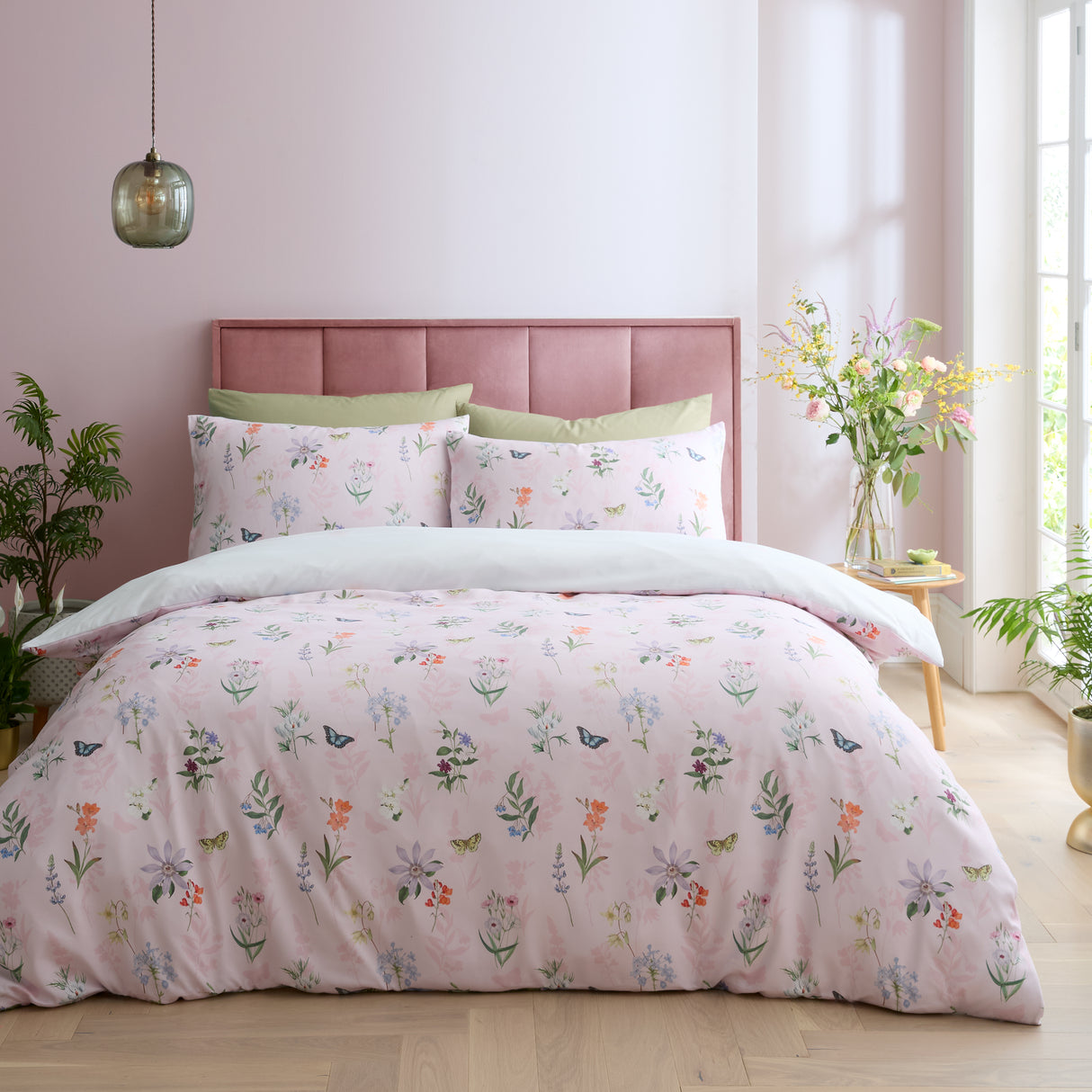 Royal Horticultural Society Enchanted Butterfly Garden Pink Duvet Set