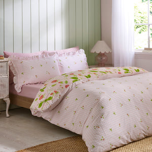 Catherine Lansfield Strawberry Frills Pink Duvet Set