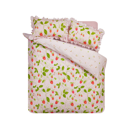 Catherine Lansfield Strawberry Frills Pink Duvet Set