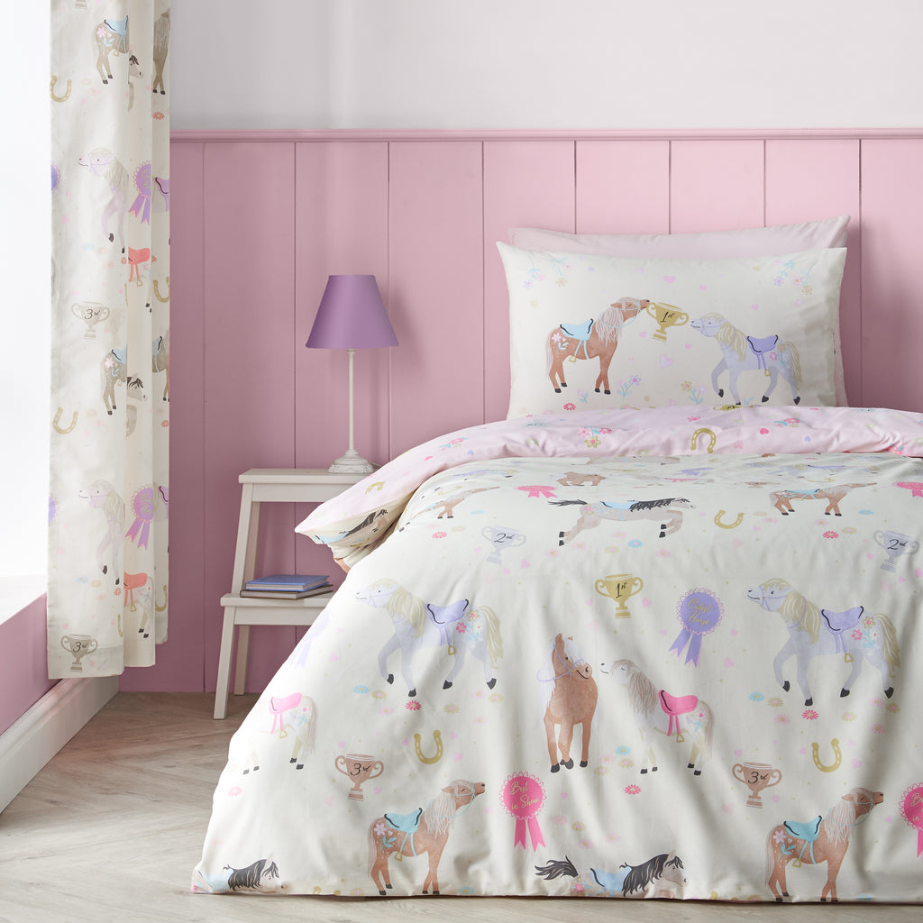 Catherine Lansfield Kids Happy Horses Cream/Pink Duvet Set