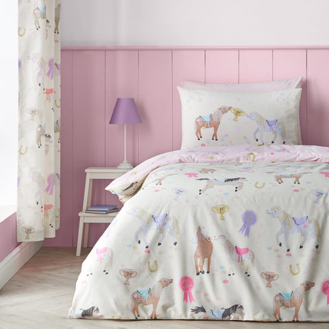 Catherine Lansfield Kids Happy Horses Cream/Pink Duvet Set