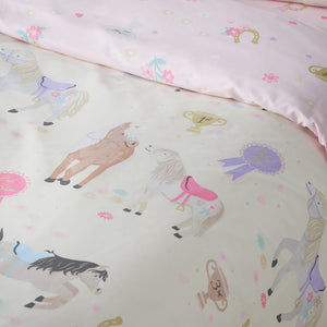 Catherine Lansfield Kids Happy Horses Cream/Pink Duvet Set