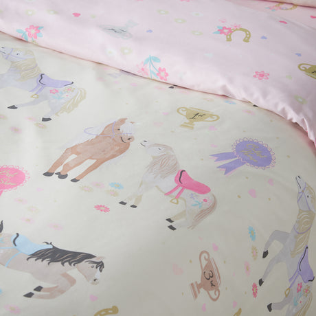 Catherine Lansfield Kids Happy Horses Cream/Pink Duvet Set