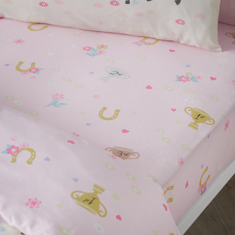 Catherine Lansfield Kids Happy Horses Cream/Pink Duvet Set