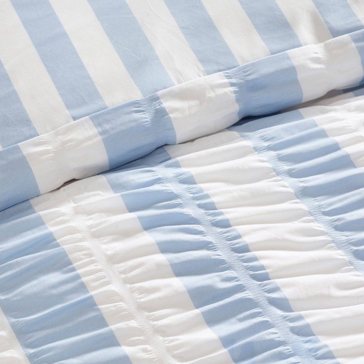 Catherine Lansfield Seersucker Frill Stripe Duvet Set