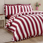 Catherine Lansfield Seersucker Frill Stripe Duvet Set