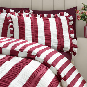 Catherine Lansfield Seersucker Frill Stripe Duvet Set