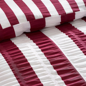 Catherine Lansfield Seersucker Frill Stripe Duvet Set