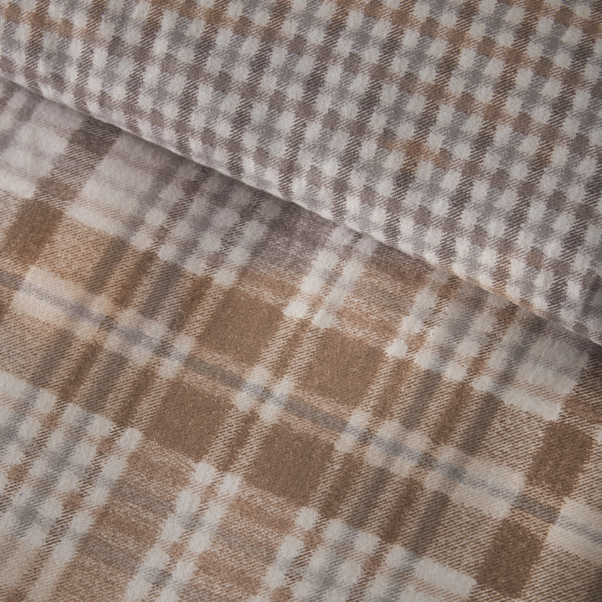 Catherine Lansfield Hamish Check Natural 100% Brushed Cotton Duvet Set