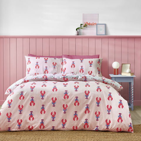 SASSY B_ Lobster Stripe Pink Blue Duvet Set