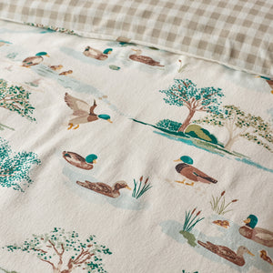 Catherine Lansfield Mallards Cream 100% Brushed Cotton Duvet Set