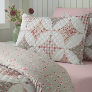 Catherine Lansfield Pinsonic Patchwork Green Duvet Set