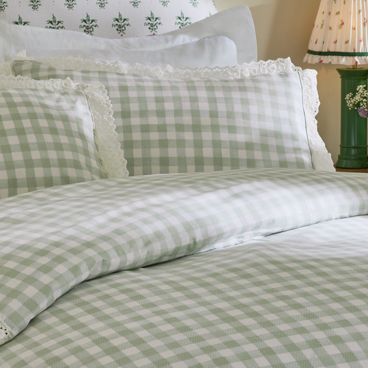 Cath Kidston Painted Gingham Lace Duvet Set