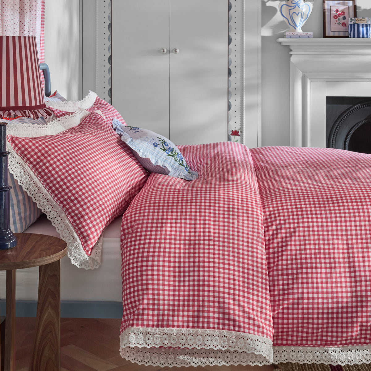 Cath Kidston Painted Gingham Lace Duvet Set