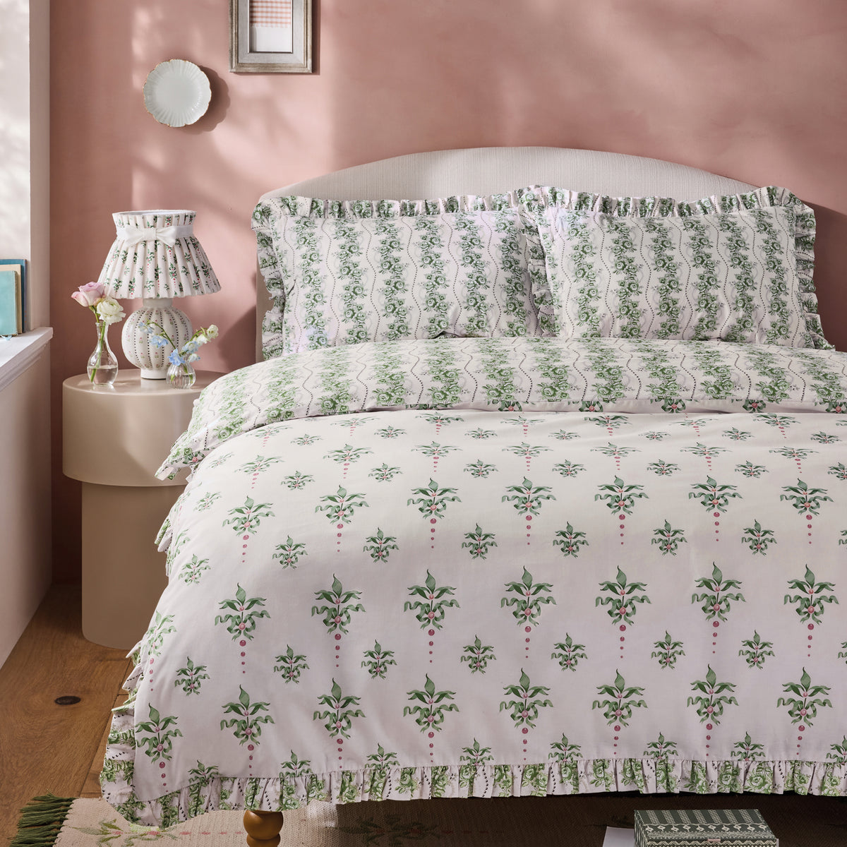 Cath Kidston Cath Crest Floral Green Duvet Set