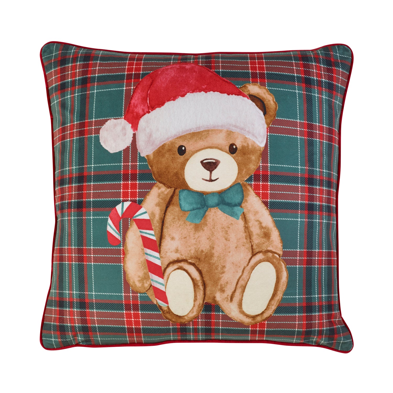 Catherine Lansfield Christmas Tartan Teddy Bear Green Duvet Set