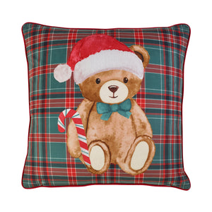 Catherine Lansfield Christmas Tartan Teddy Bear Green Duvet Set