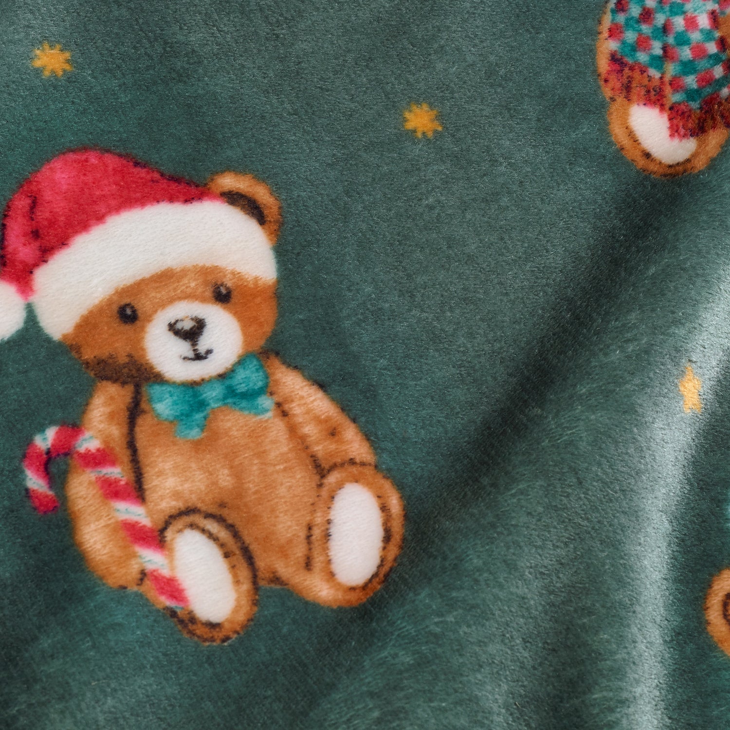 Catherine Lansfield Christmas Tartan Teddy Bear Green Duvet Set