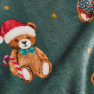 Catherine Lansfield Christmas Tartan Teddy Bear Green Duvet Set