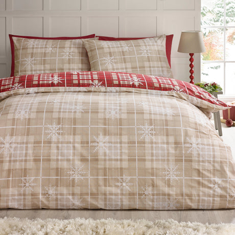 Catherine Lansfield Christmas Scandi Check Red Duvet Set