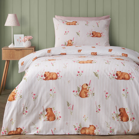 Catherine Lansfield Happy Capybara Natural Duvet Set