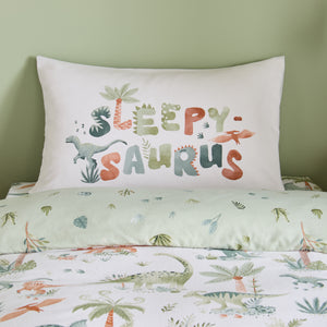Catherine Lansfield Kids Sleepy Saurus Dino Cream 100% Brushed Cotton Duvet Set