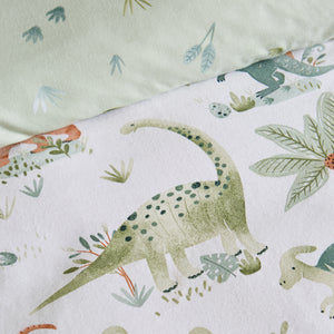 Catherine Lansfield Kids Sleepy Saurus Dino Cream 100% Brushed Cotton Duvet Set
