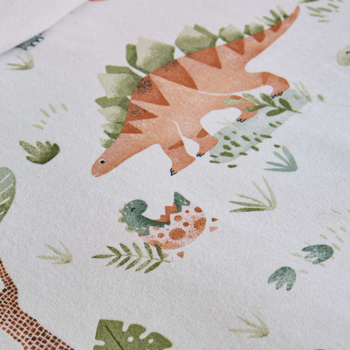 Catherine Lansfield Kids Sleepy Saurus Dino Cream 100% Brushed Cotton Duvet Set