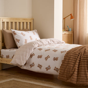 Catherine Lansfield Kids Teddy Bear Cream 100% Brushed Cotton Duvet Set