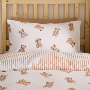 Catherine Lansfield Kids Teddy Bear Cream 100% Brushed Cotton Duvet Set