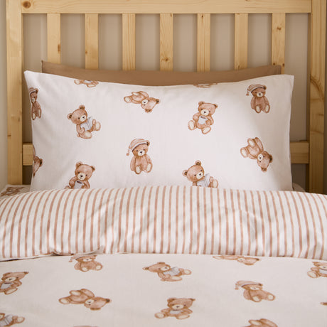 Catherine Lansfield Kids Teddy Bear Cream 100% Brushed Cotton Duvet Set