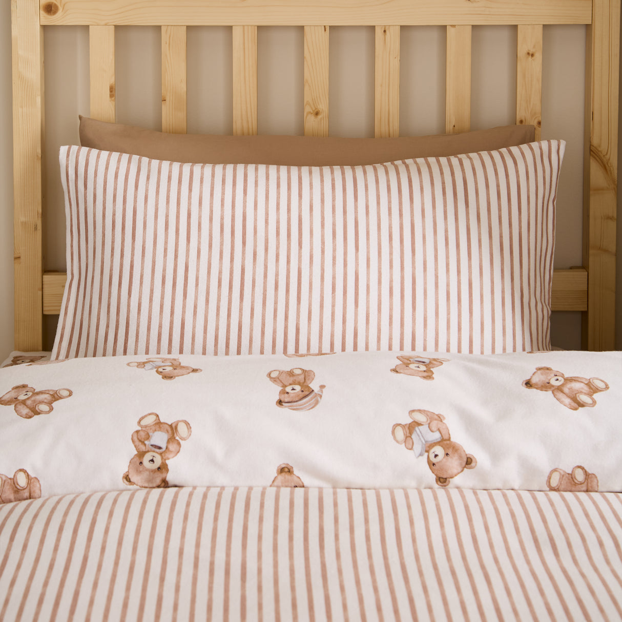 Catherine Lansfield Kids Teddy Bear Cream 100% Brushed Cotton Duvet Set