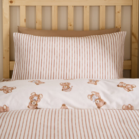 Catherine Lansfield Kids Teddy Bear Cream 100% Brushed Cotton Duvet Set