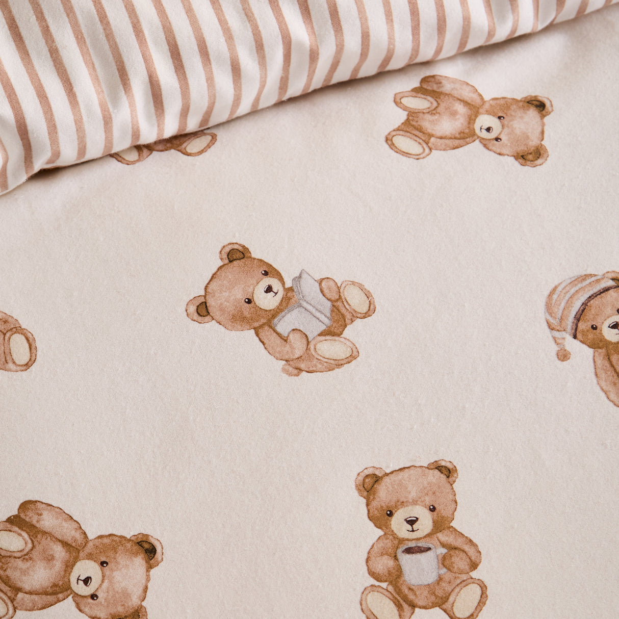 Catherine Lansfield Kids Teddy Bear Cream 100% Brushed Cotton Duvet Set
