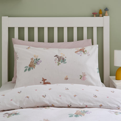 Catherine Lansfield Kids Forest Friends Cream 100% Brushed Cotton Duvet Set
