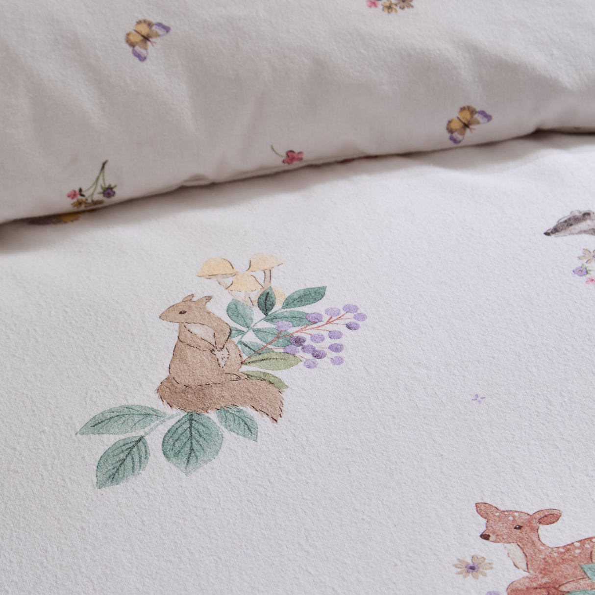 Catherine Lansfield Kids Forest Friends Cream 100% Brushed Cotton Duvet Set