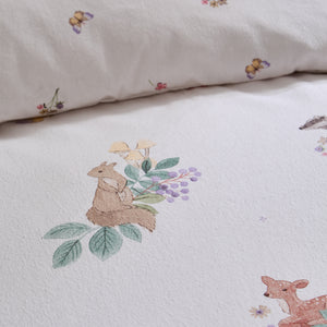 Catherine Lansfield Kids Forest Friends Cream 100% Brushed Cotton Duvet Set