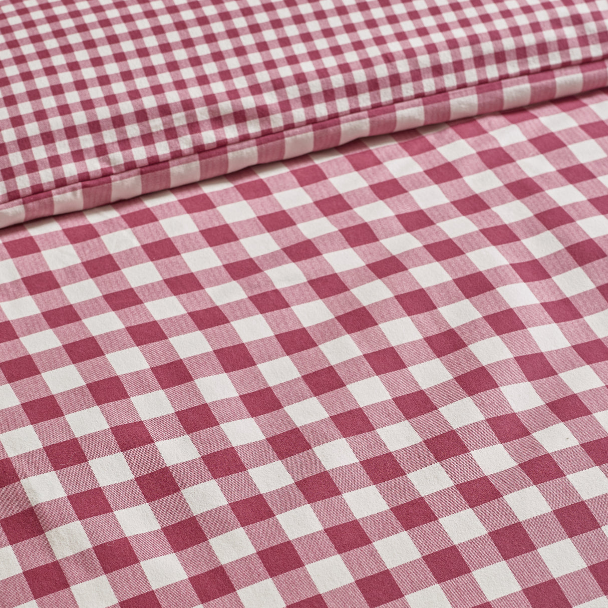 Catherine Lansfield Gingham Burgundy 100% Brushed Cotton Duvet Set
