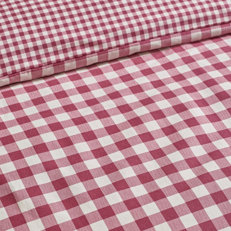Catherine Lansfield Gingham Burgundy 100% Brushed Cotton Duvet Set