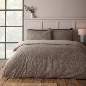 Catherine Lansfield Herringbone 100% Brushed Cotton Duvet Set