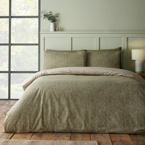 Catherine Lansfield Herringbone 100% Brushed Cotton Duvet Set