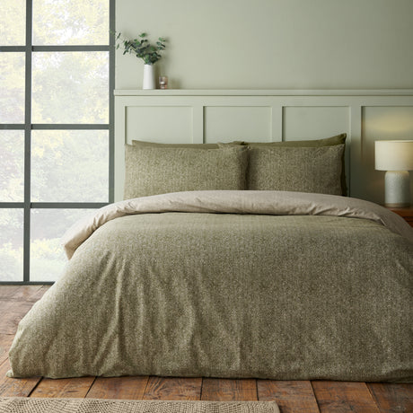 Catherine Lansfield Herringbone 100% Brushed Cotton Duvet Set