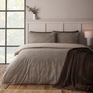 Catherine Lansfield Herringbone 100% Brushed Cotton Duvet Set