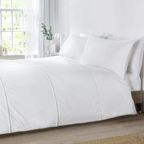 Catherine Lansfield Pom Pom White 100% Brushed Cotton Duvet Set