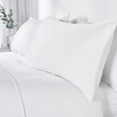 Catherine Lansfield Pom Pom White 100% Brushed Cotton Duvet Set