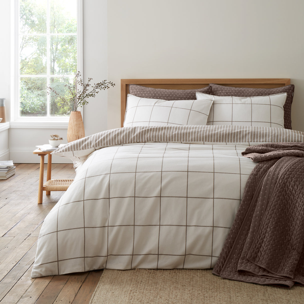 Bianca Fine Linens Regal Check 100% Brushed Cotton Duvet Set